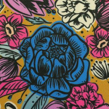 Preview: Outdoorstoff Happy Collection Blumen bunt, Senf by Swafing von Cherry Picking